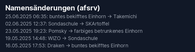 Namensänderungen afsrv