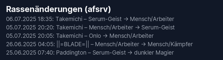 Rassenänderungen afsrv